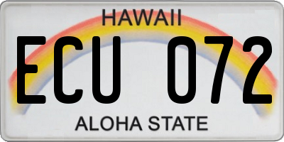HI license plate ECU072