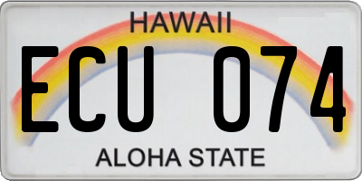 HI license plate ECU074