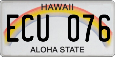 HI license plate ECU076
