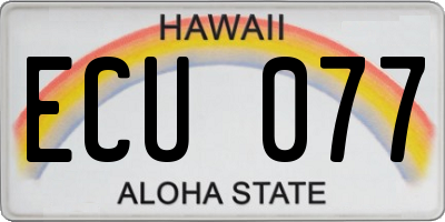 HI license plate ECU077