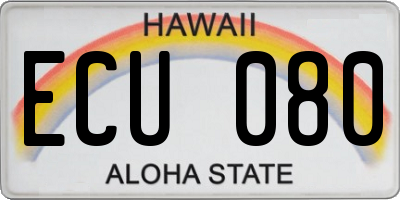 HI license plate ECU080