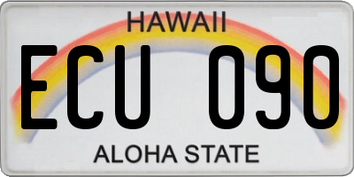 HI license plate ECU090