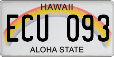 HI license plate ECU093