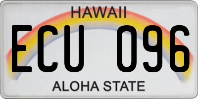 HI license plate ECU096