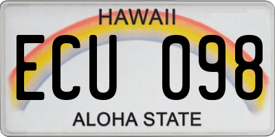 HI license plate ECU098