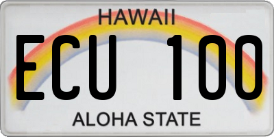HI license plate ECU100