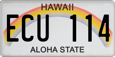 HI license plate ECU114