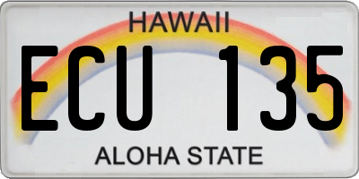 HI license plate ECU135