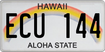 HI license plate ECU144