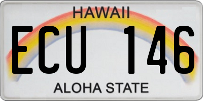 HI license plate ECU146