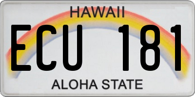 HI license plate ECU181