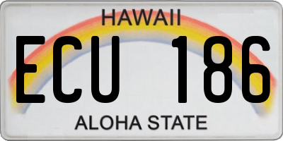HI license plate ECU186
