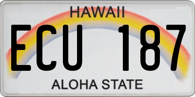HI license plate ECU187