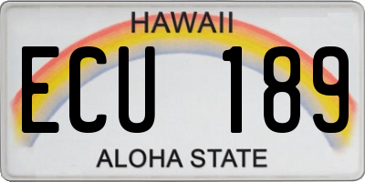 HI license plate ECU189