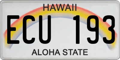 HI license plate ECU193