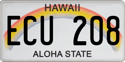 HI license plate ECU208