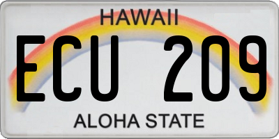 HI license plate ECU209