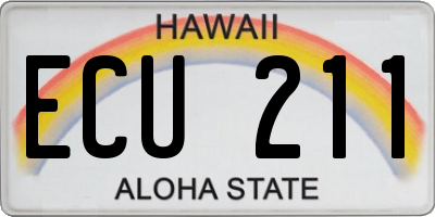 HI license plate ECU211
