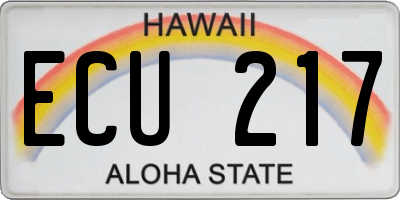 HI license plate ECU217