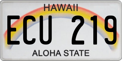 HI license plate ECU219
