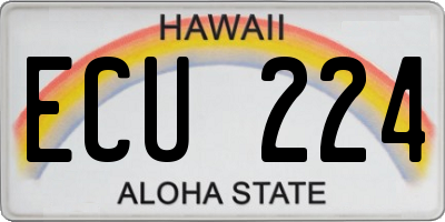 HI license plate ECU224