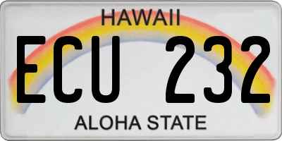 HI license plate ECU232