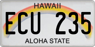 HI license plate ECU235
