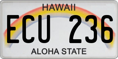 HI license plate ECU236