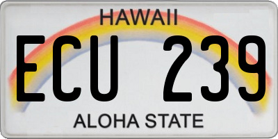 HI license plate ECU239