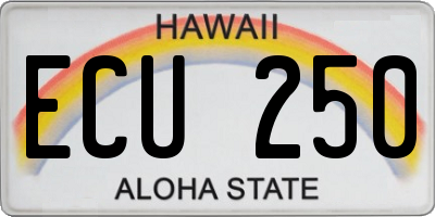 HI license plate ECU250