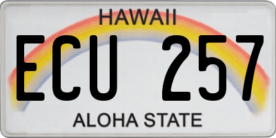 HI license plate ECU257