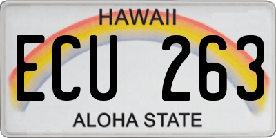 HI license plate ECU263
