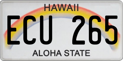 HI license plate ECU265