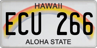 HI license plate ECU266