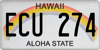 HI license plate ECU274