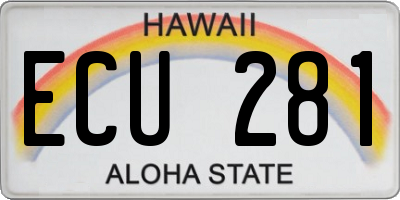 HI license plate ECU281