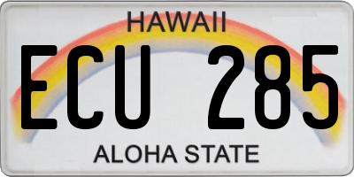 HI license plate ECU285