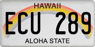 HI license plate ECU289