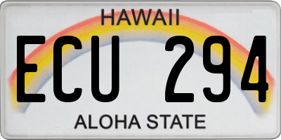 HI license plate ECU294