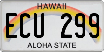 HI license plate ECU299