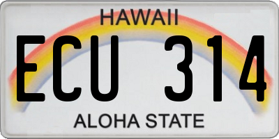 HI license plate ECU314