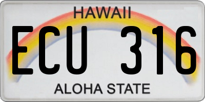 HI license plate ECU316