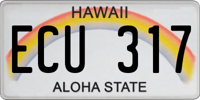 HI license plate ECU317