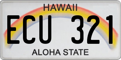 HI license plate ECU321