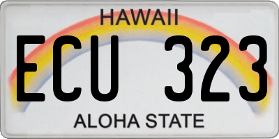HI license plate ECU323