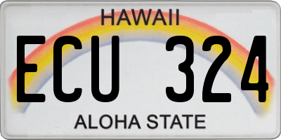 HI license plate ECU324