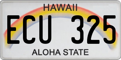 HI license plate ECU325