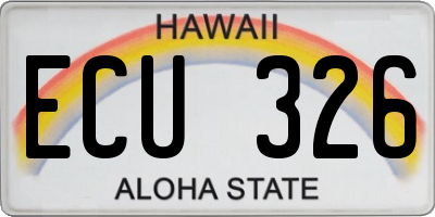 HI license plate ECU326