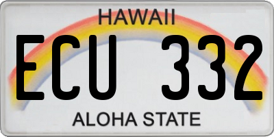 HI license plate ECU332