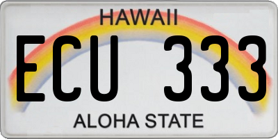 HI license plate ECU333